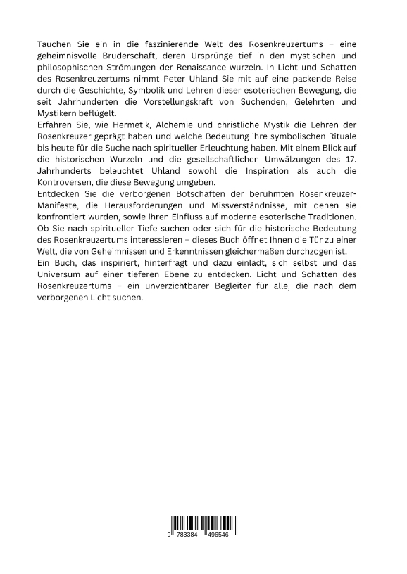 Rückseitencover Licht und Schatten des Rosenkreuzertums