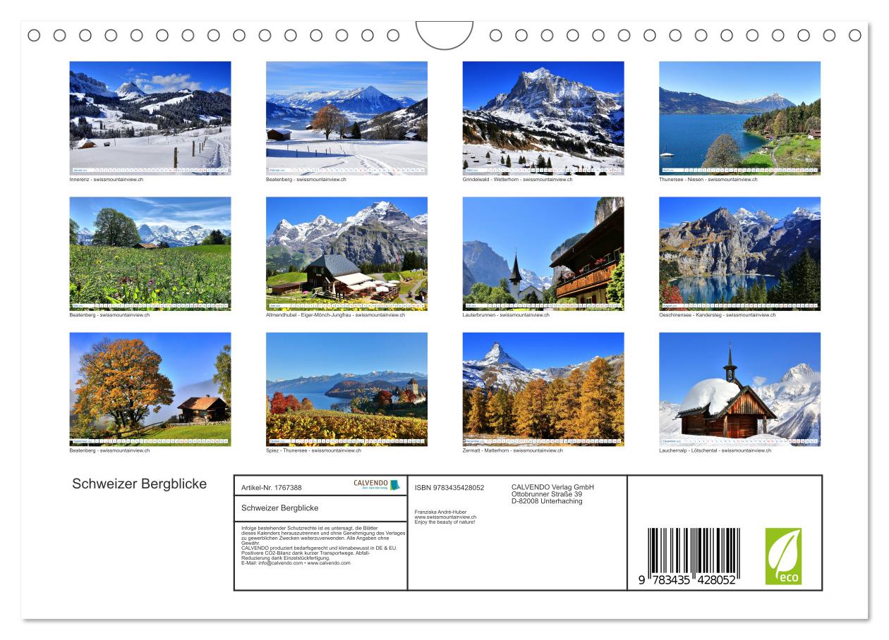 Beispielinhalt (Bild) Schweizer Bergblicke (Wandkalender 2025 DIN A4 quer), CALVENDO Monatskalender