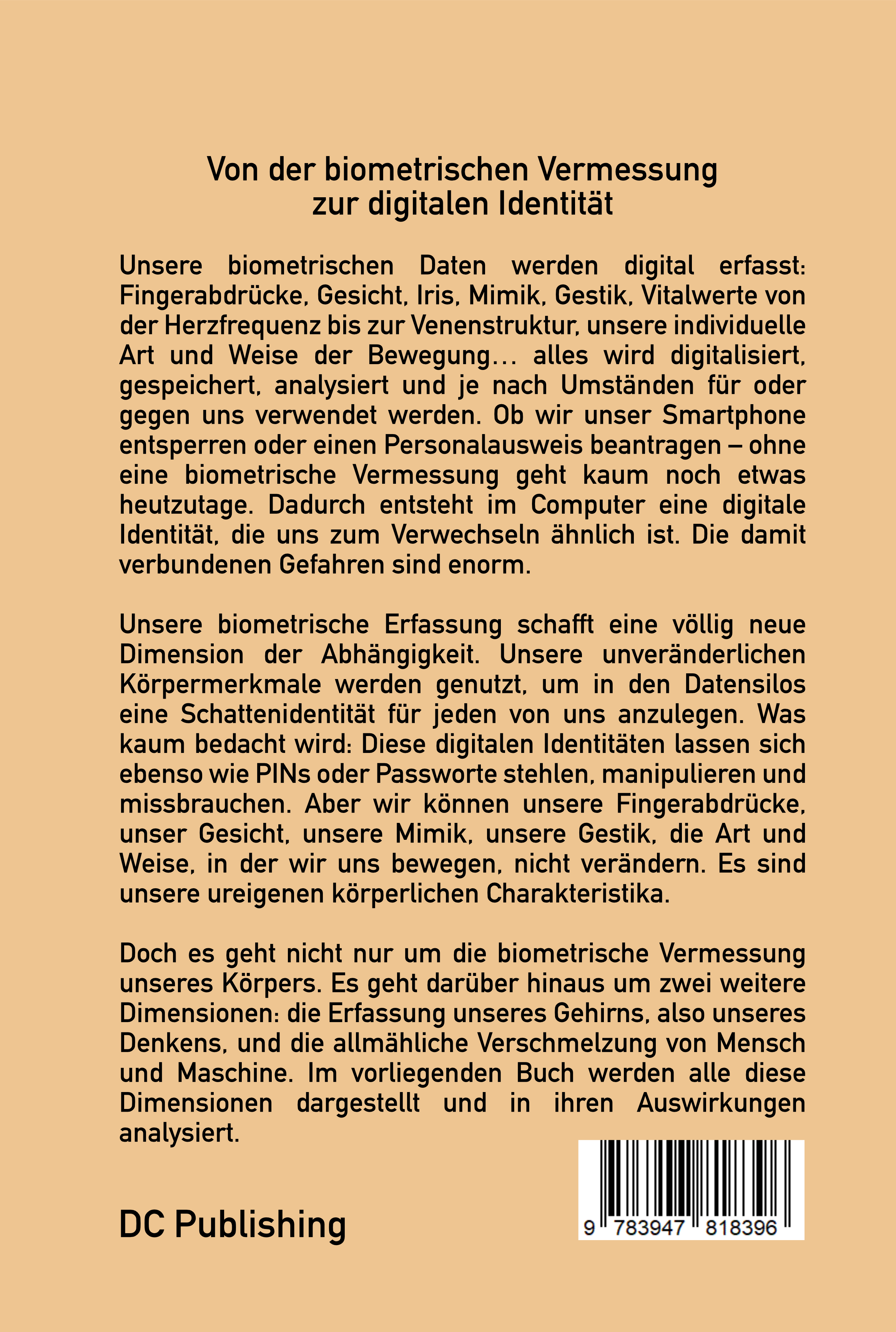 Rückseitencover Die biometrische Vermessung der Menschheit