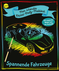 Vorderes Coverbild Mein schönster Krickel-Kratz-Malblock. Spannende Fahrzeuge
