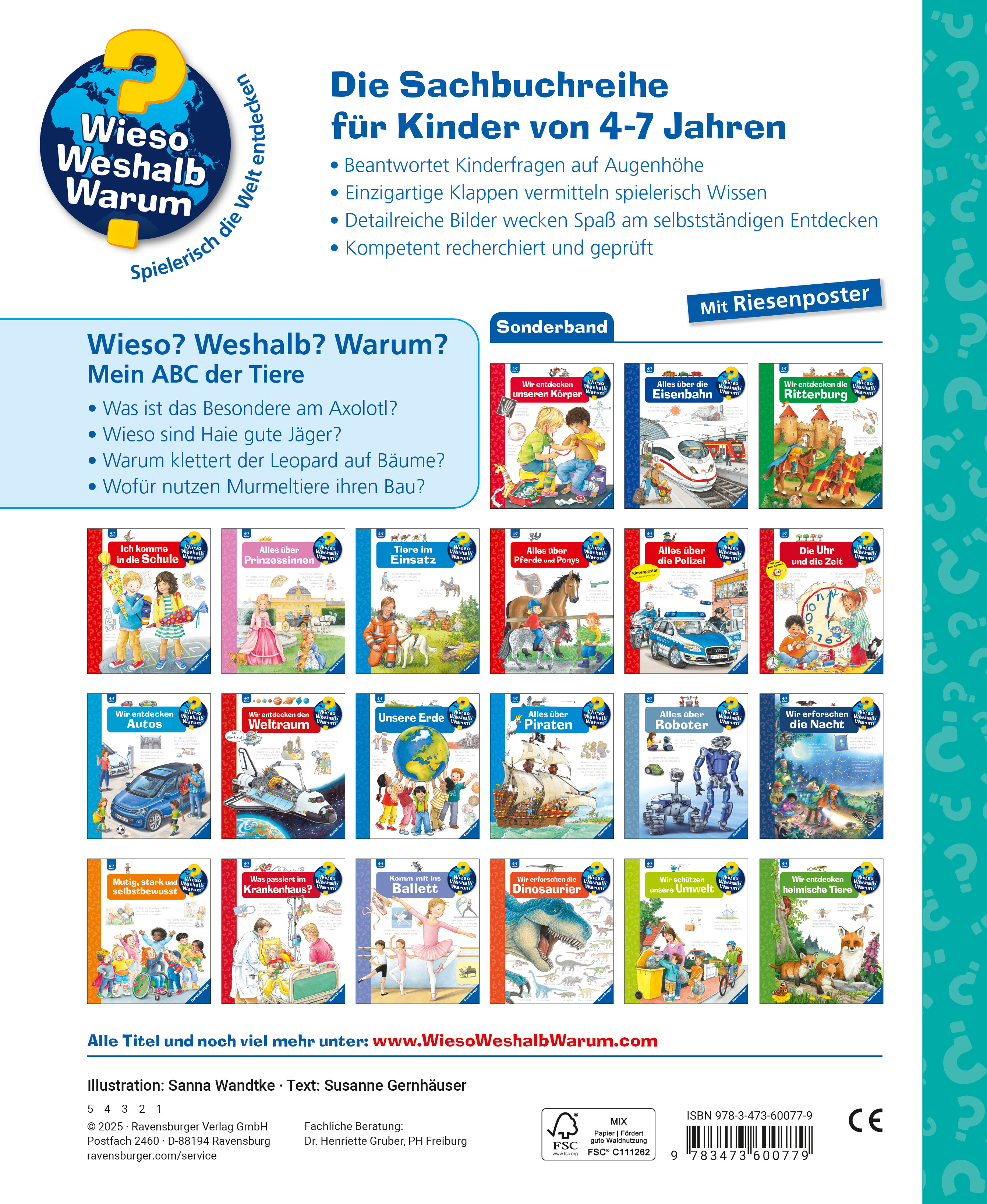 Rückseitencover Wieso? Weshalb? Warum? Kernreihe (4-7 J.) - Mein ABC der Tiere