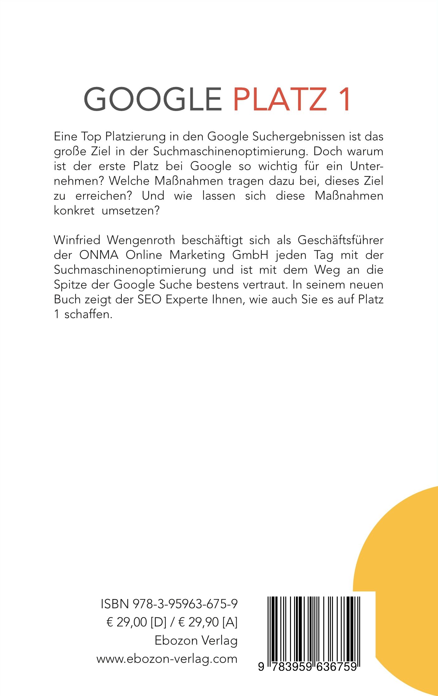 Rückseitencover Google Platz 1