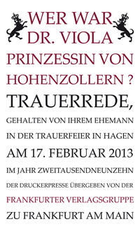 Vorderes Coverbild Wer war Dr. Viola Prinzessin von Hohenzollern?