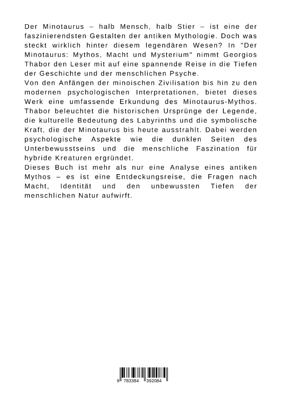 Rückseitencover Der Minotaurus: Mythos, Macht und Mysterium