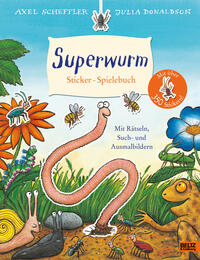 Vorderes Coverbild Superwurm. Sticker-Spielebuch