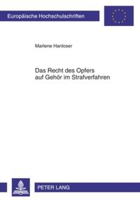 Vorderes Coverbild Das Recht des Opfers auf Gehör im Strafverfahren