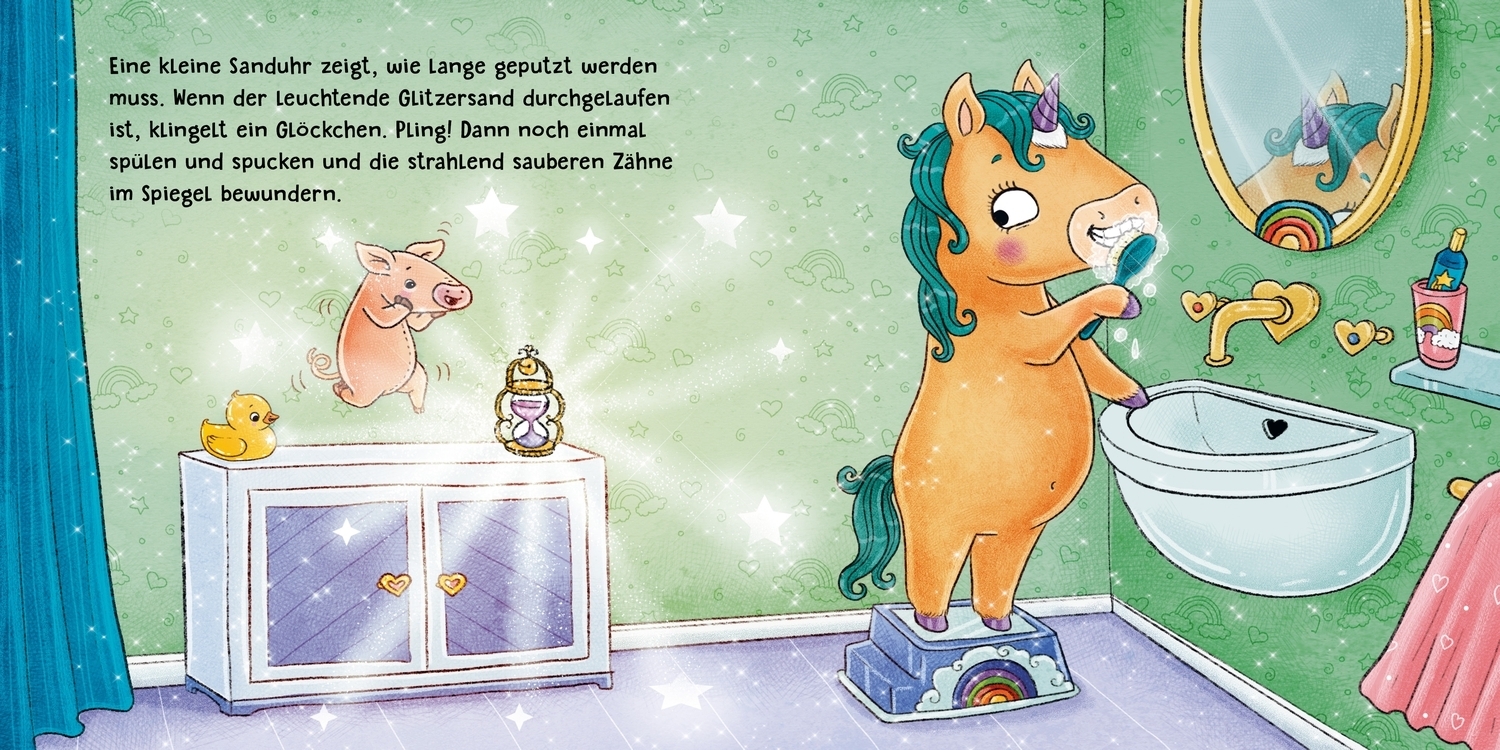 Beispielinhalt (Bild) Weißt du, wie Einhörner ihre Zähne putzen?
