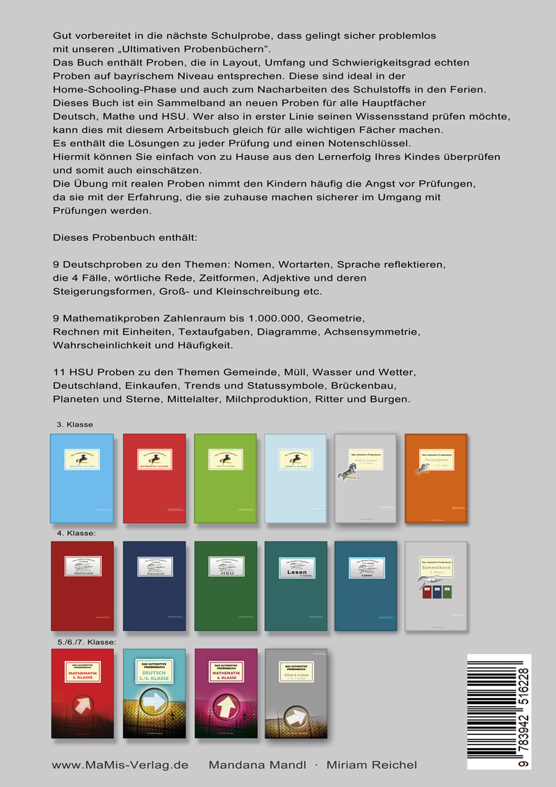 Rückseitencover Das ultimative Probenbuch Sammelband 4. Klasse