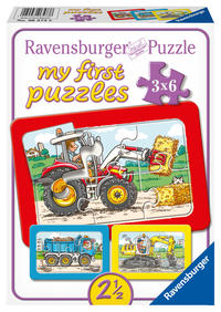 Vorderes Coverbild Kinderpuzzle 6 Teile - Bagger, Traktor und Kipplader
