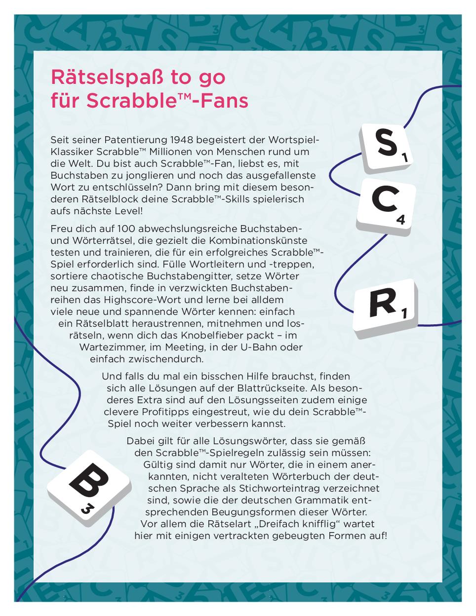 Beispielinhalt (Bild) Scrabble™-Rätselblock "to go"