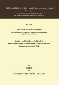 Vorderes Coverbild Struktur und Wettbewerbsfähigkeit der westdeutschen und britischen Baumwollindustrie in der erweiterten EWG