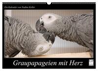 Vorderes Coverbild Graupapageien mit Herz (Wandkalender 2025 DIN A3 quer), CALVENDO Monatskalender