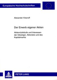 Vorderes Coverbild Der Erwerb eigener Aktien