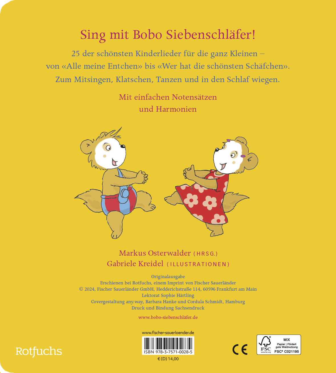 Rückseitencover Bobo Siebenschläfers schönste Kinderlieder
