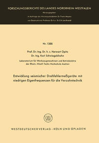 Vorderes Coverbild Entwicklung seismischer Drehfehlermeßgeräte mit niedrigen Eigenfrequenzen für die Verzahntechnik