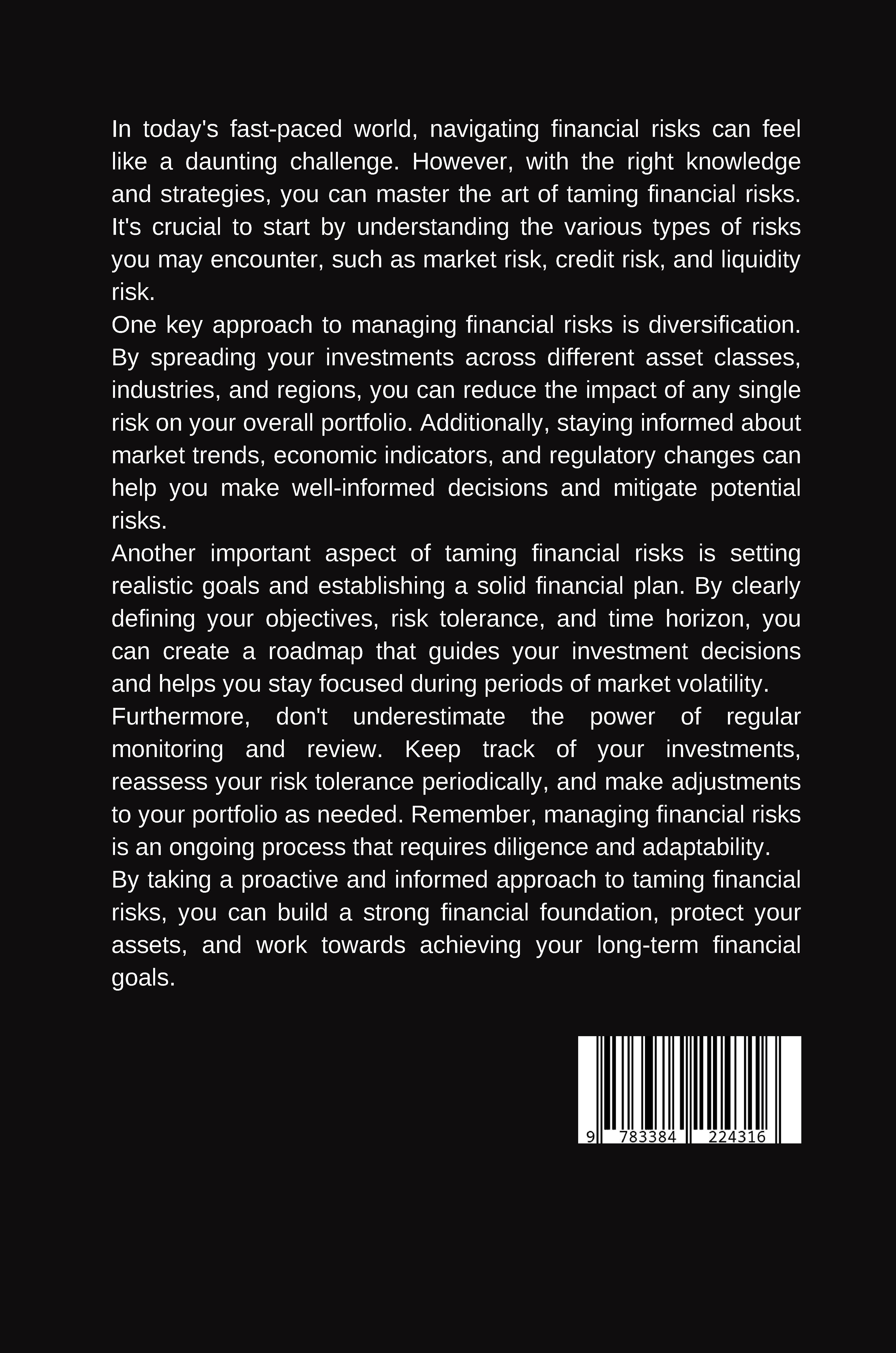 Rückseitencover Black Swans: Taming Financial Risk
