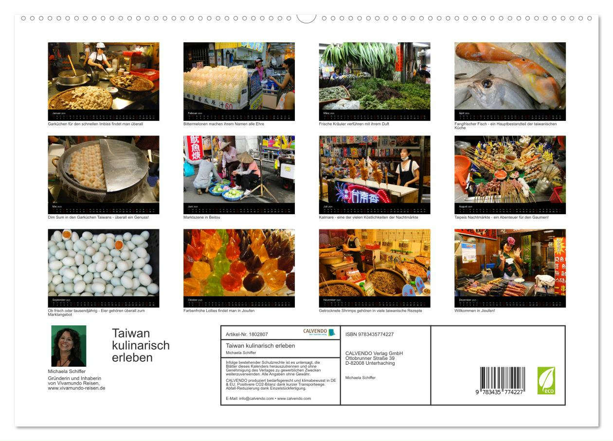 Beispielinhalt (Bild) Taiwan kulinarisch erleben (hochwertiger Premium Wandkalender 2025 DIN A2 quer), Kunstdruck in Hochglanz