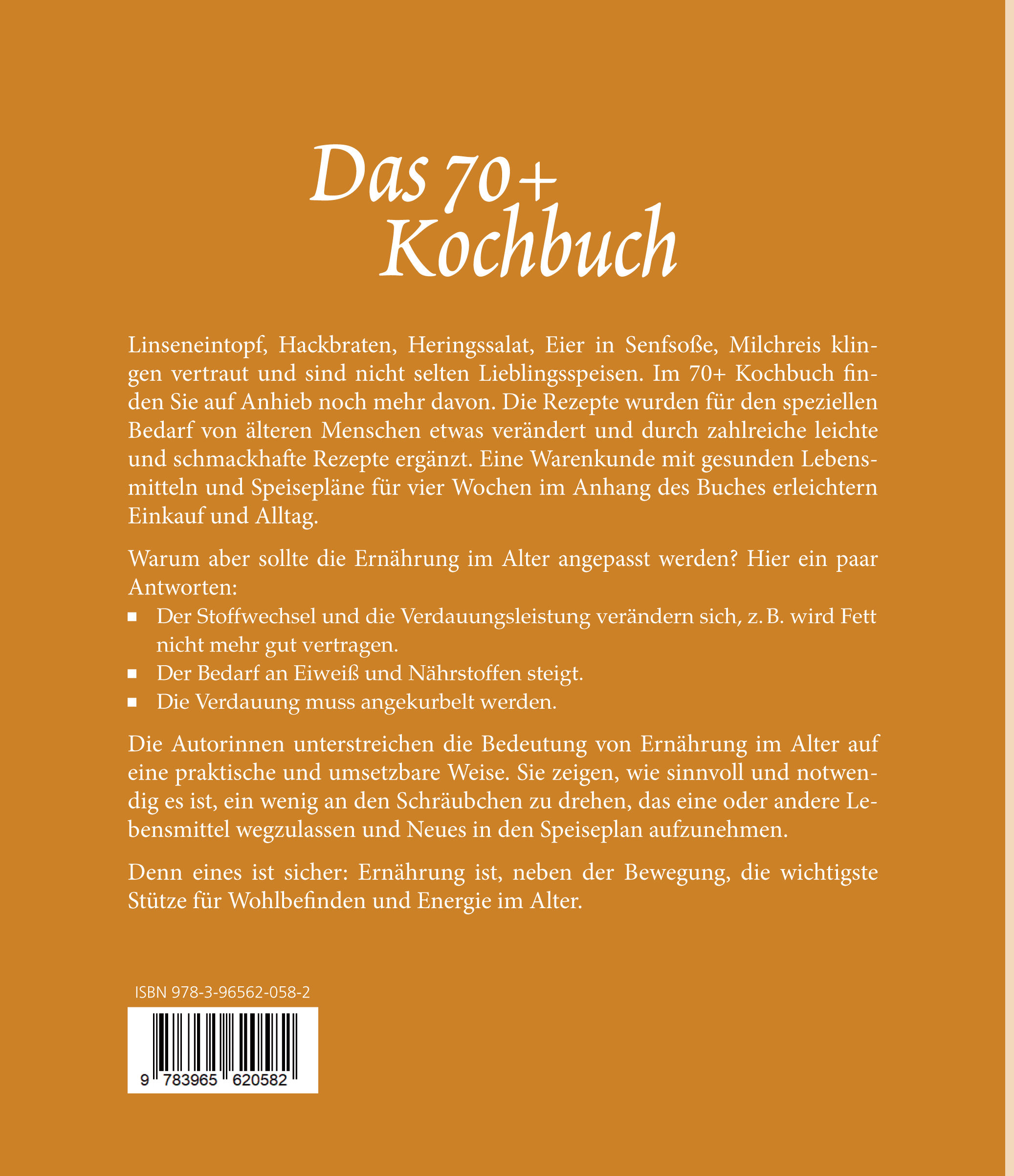 Rückseitencover Das 70+ Kochbuch