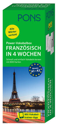 Vorderes Coverbild PONS Power-Vokabelbox Französisch in 4 Wochen