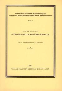 Vorderes Coverbild Georg Muffat zur Aufführungspraxis