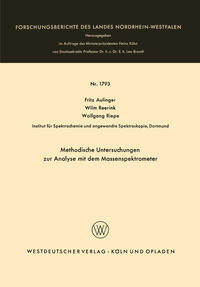 Vorderes Coverbild Methodische Untersuchungen zur Analyse mit dem Massenspektrometer