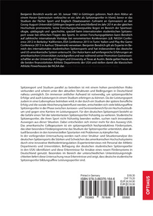 Rückseitencover Studentischer Spitzensport zwischen Resignation, Mythos und Aufbruch