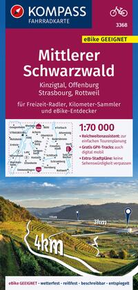 Vorderes Coverbild KOMPASS Fahrradkarte 3368 Mittlerer Schwarzwald, Kinzigtal, Offenburg, Strasbourg 1:70.000
