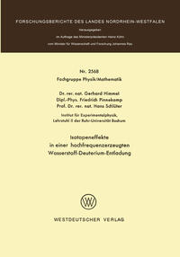 Vorderes Coverbild Isotopeneffekte in einer hochfrequenzerzeugten Wasserstoff-Deuterium-Entladung