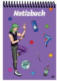 Vorderes Coverbild A 4 Notizblock Manga Quinn, lila, kariert