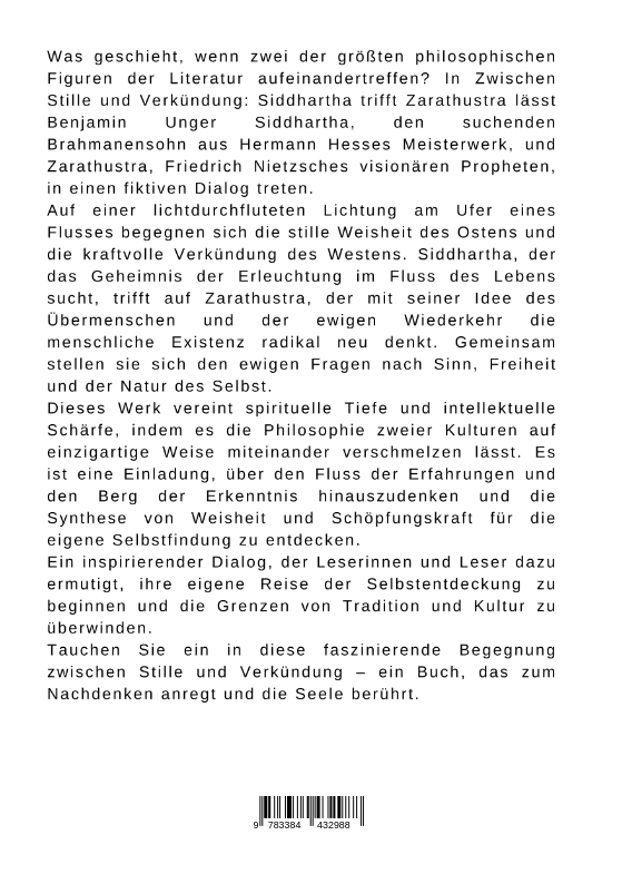 Rückseitencover Zwischen Stille und Verkündung: Siddhartha trifft Zarathustra