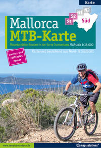 Vorderes Coverbild Mountainbikekarte Mallorca (Kartenset mit Nord + Süd-Blatt)