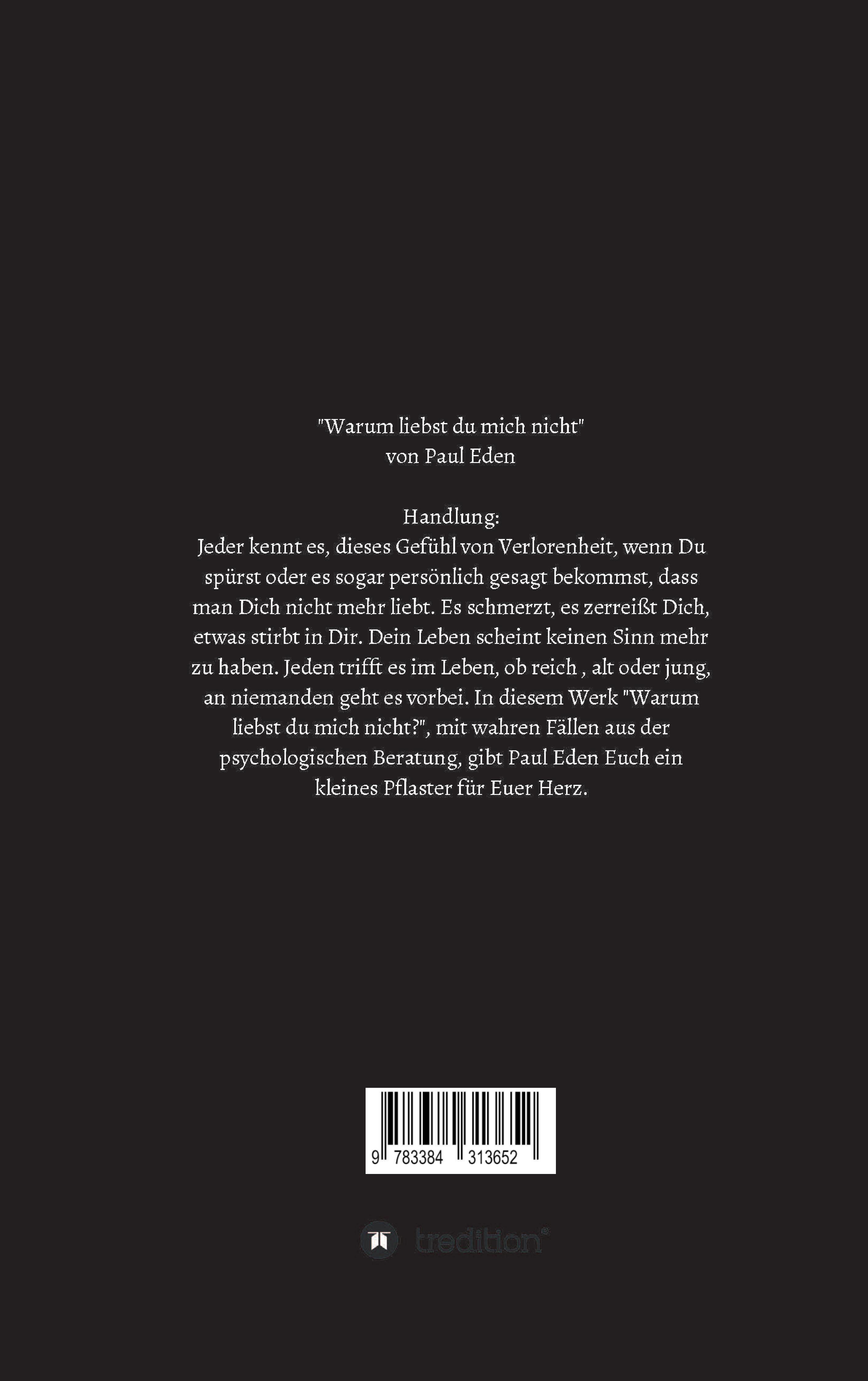 Rückseitencover Warum liebst du mich nicht