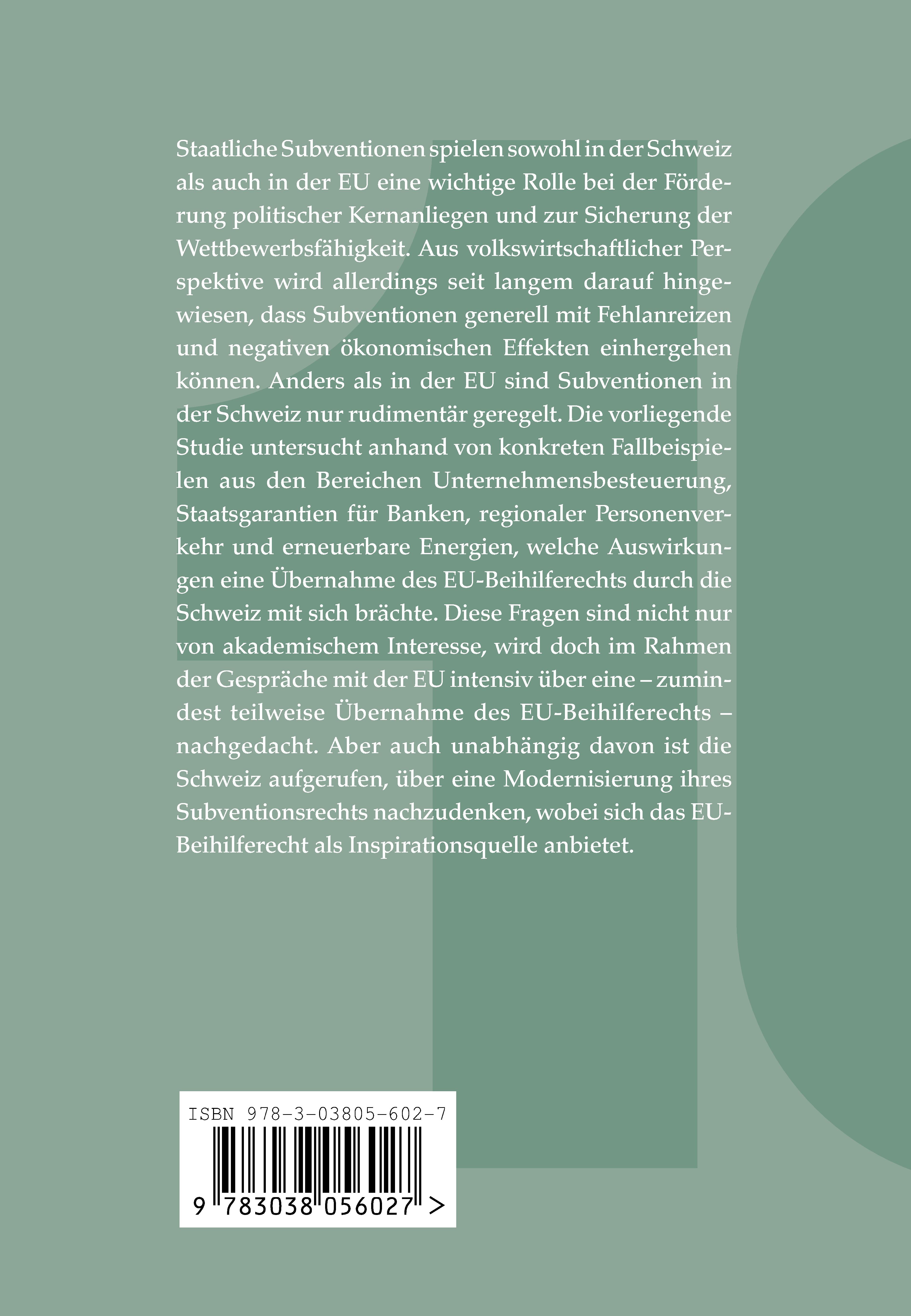 Rückseitencover Subventionen in der Schweiz