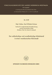 Vorderes Coverbild Der selbständige und unselbständige Mittelstand in einer westdeutschen Kleinstadt