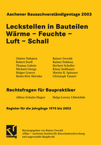 Vorderes Coverbild Aachener Bausachverständigentage 2003