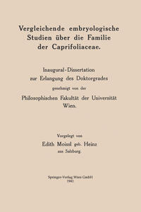 Vorderes Coverbild Vergleichende embryologische Studien über die Familie der Caprifoliaceae