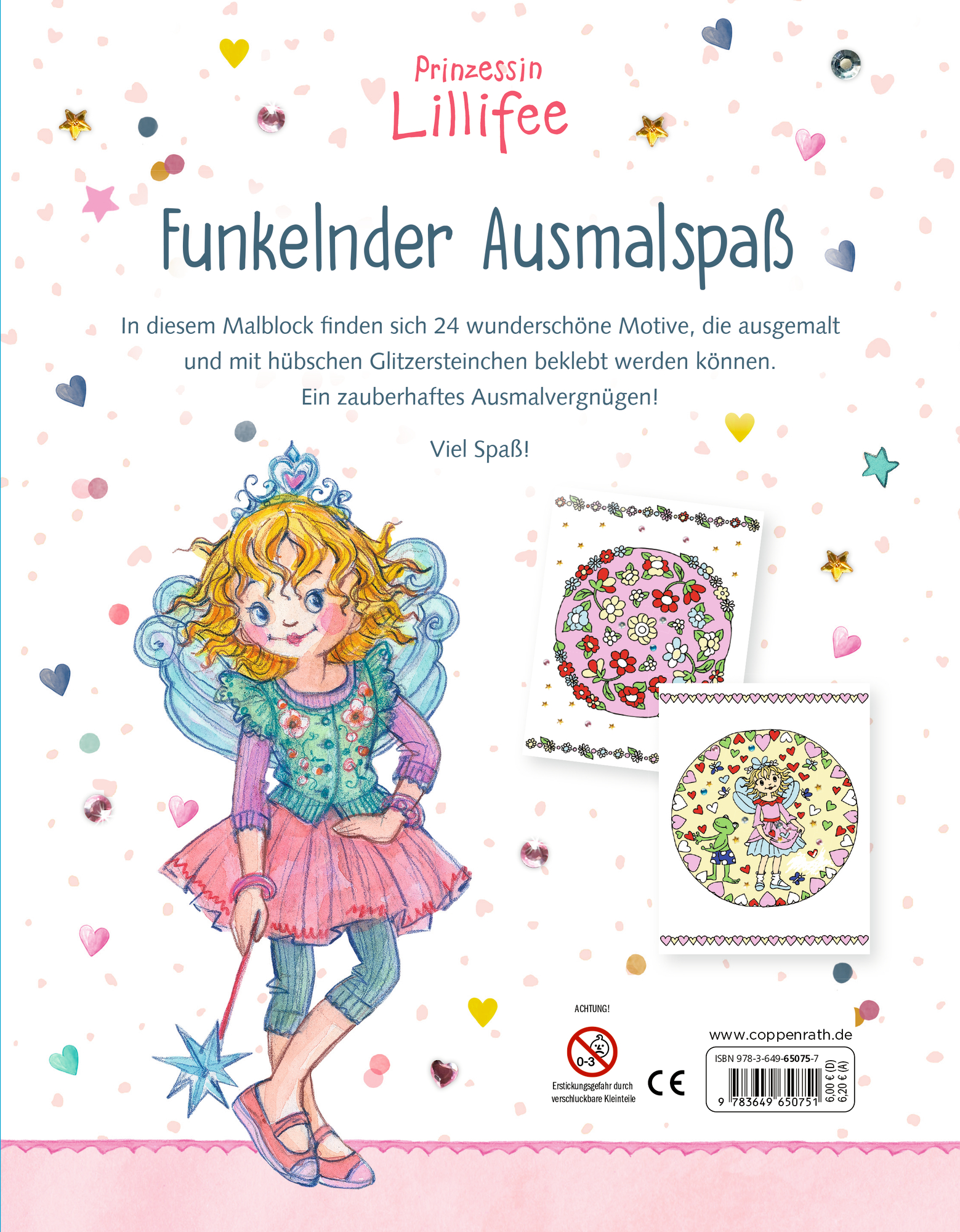 Rückseitencover Malblock mit Glitzersteinchen: Mandalas