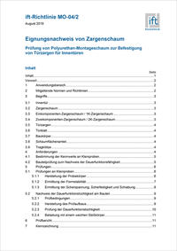 Vorderes Coverbild ift-Richtlinie MO-04/2 Eignungsnachweis von Zargenschaum