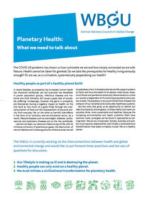 Vorderes Coverbild Planetary Health