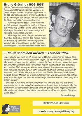 Rückseitencover Bruno Gröning: "... heute schreiben wir den 3. Oktober 1958."