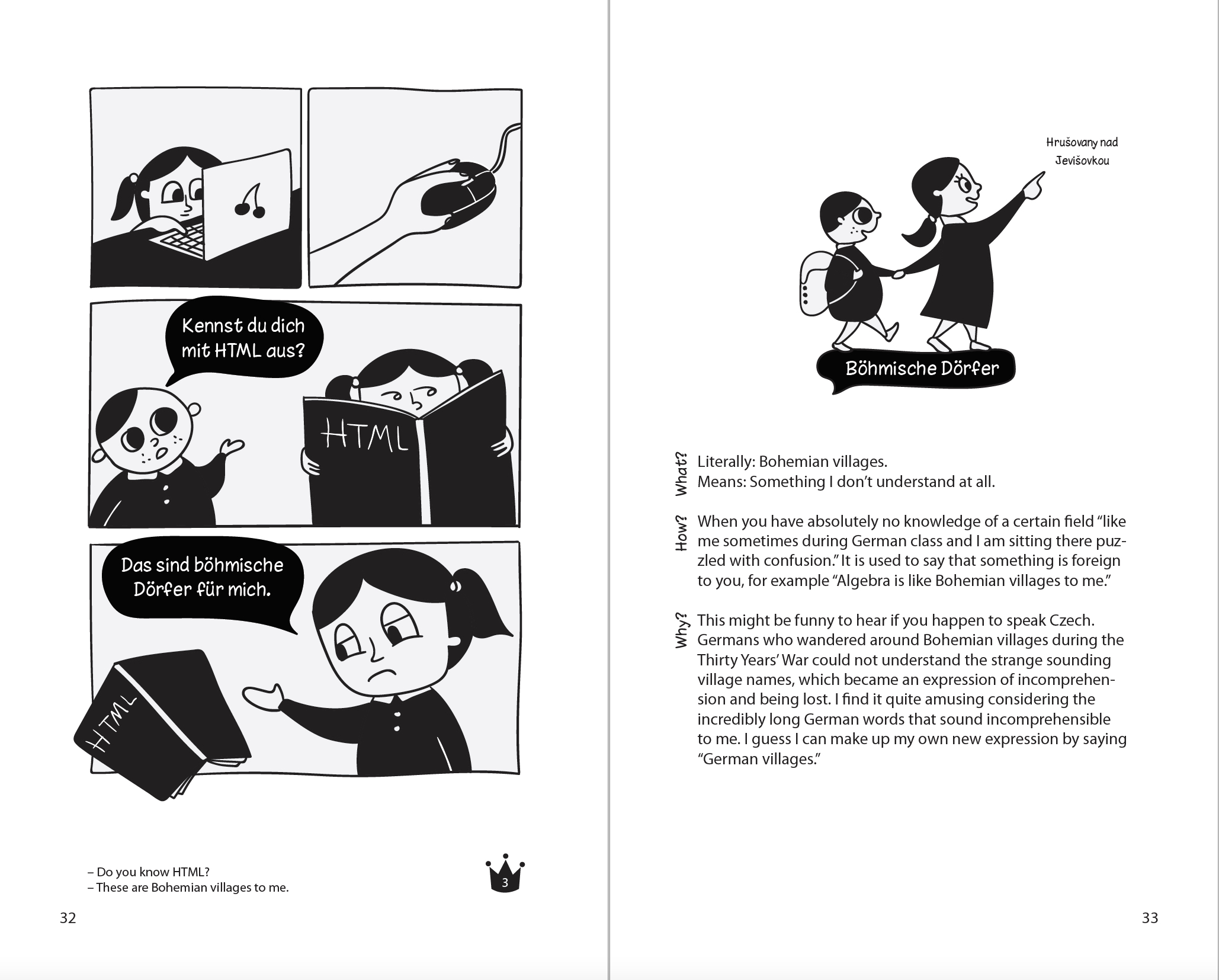 Beispielinhalt (Bild) Why Do Germans Say That? German expressions in comic strips. 50 idioms explained.