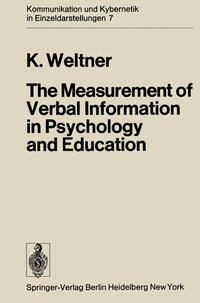 Vorderes Coverbild The Measurement of Verbal Information in Psychology and Education