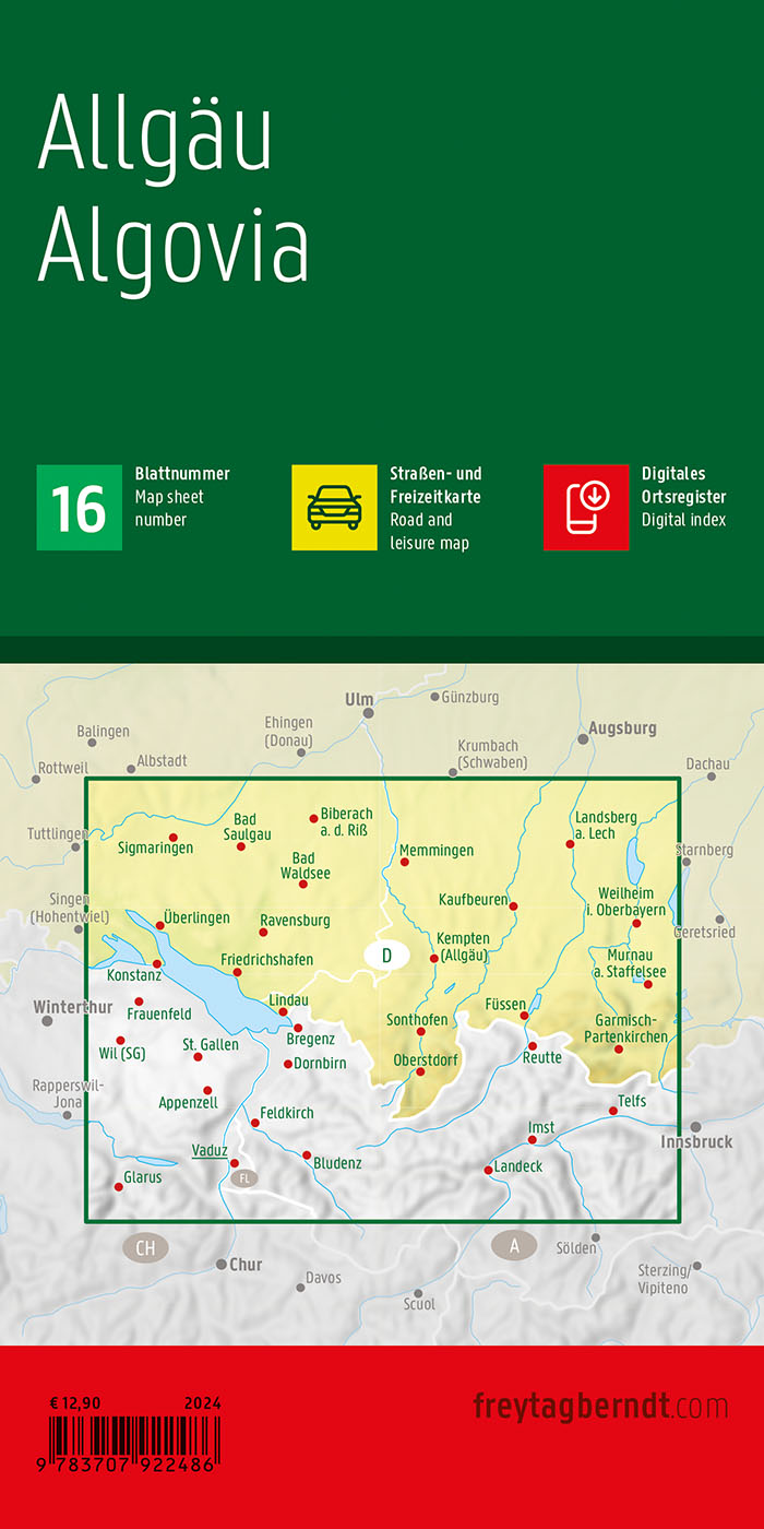 Rückseitencover Allgäu, Straßen- und Freizeitkarte 1:150.000, freytag & berndt