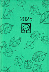 Vorderes Coverbild Zettler - Buchkalender 2025 türkis, 14,5x21cm, Taschenkalender mit 392 Seiten im Kartoneinband, 1 Tag auf 1 Seite, Tages-, und Wochen- und Zinstagezählung, Blauer Engel und deutsches Kalendarium