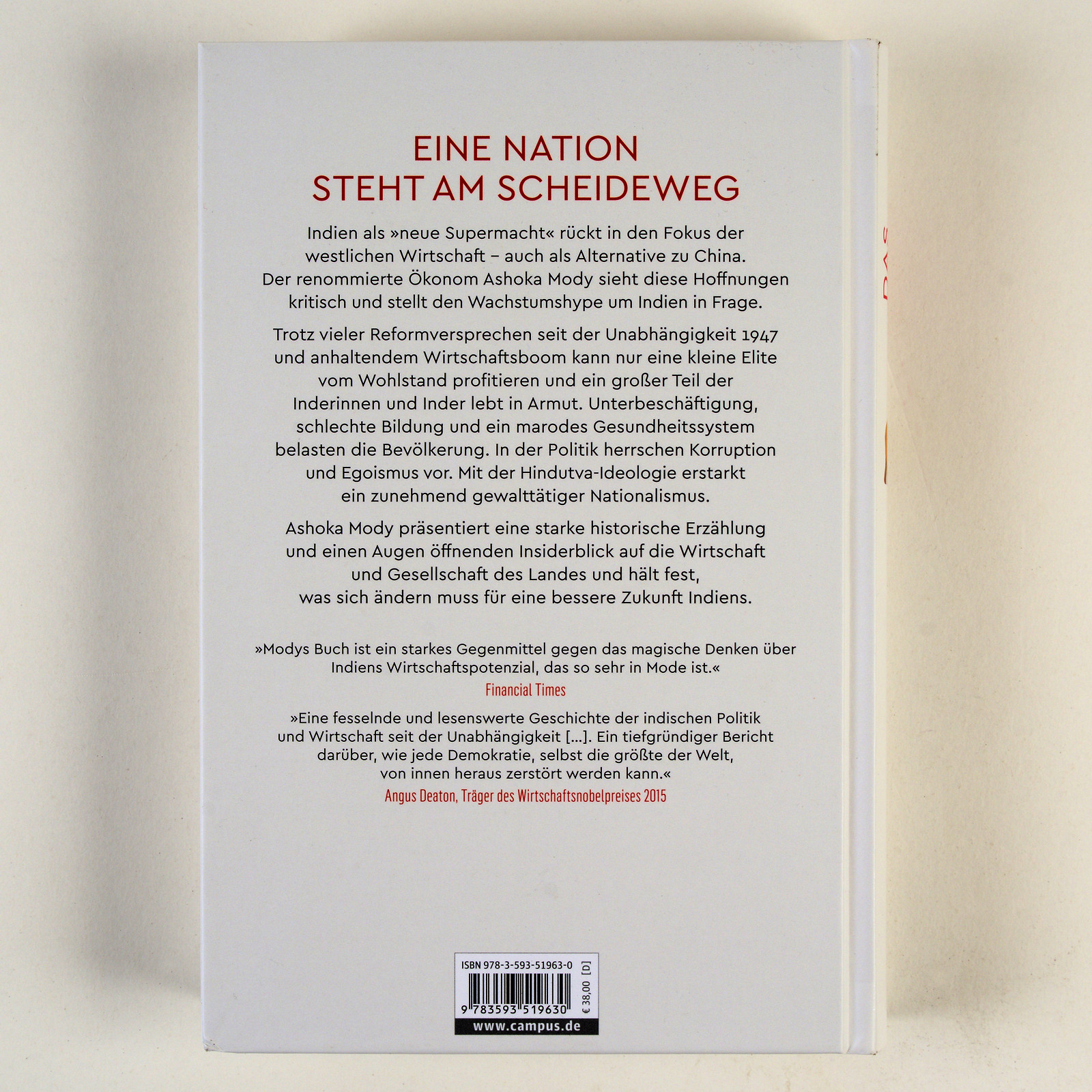 Rückseitencover Das gespaltene Indien