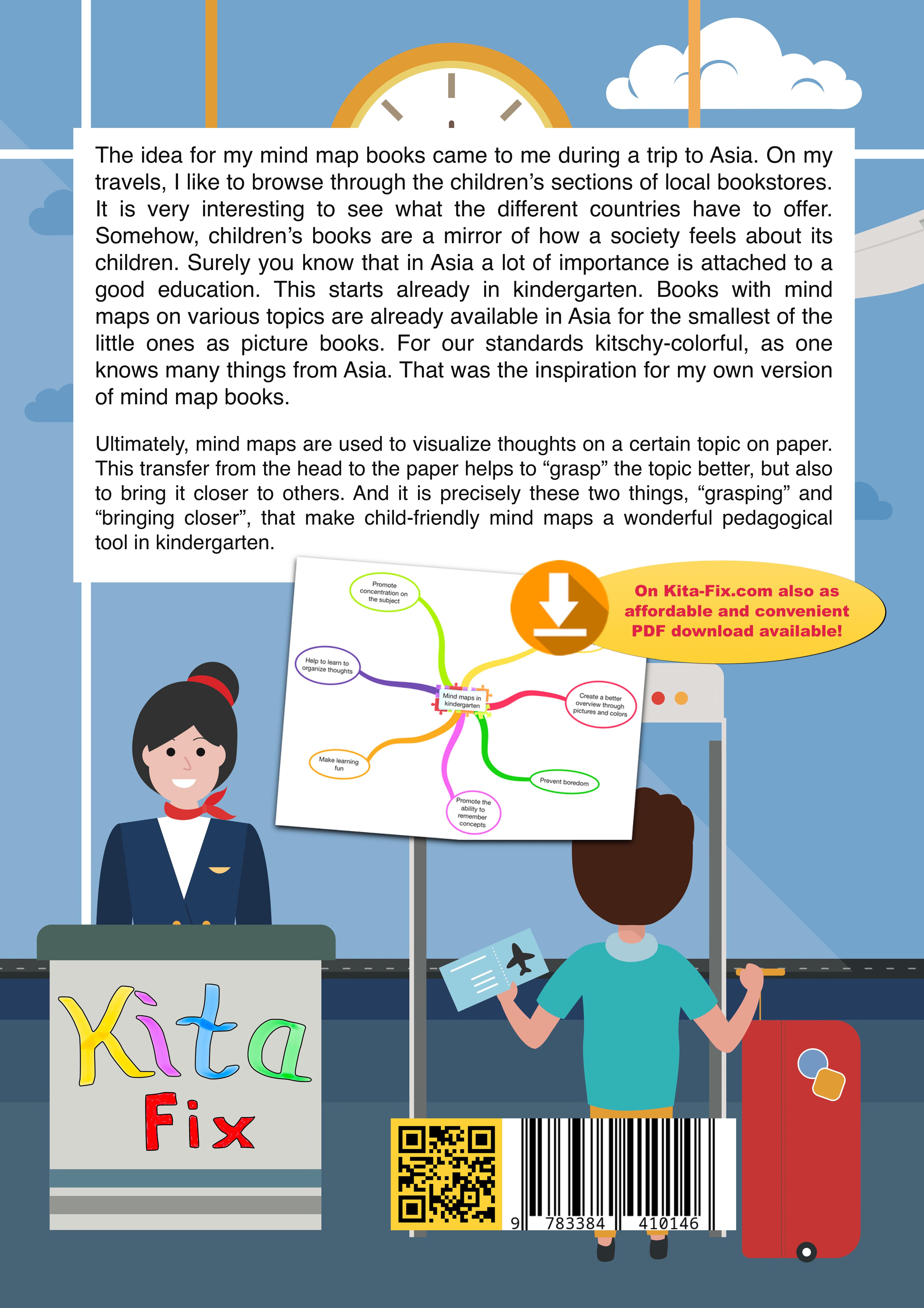 Rückseitencover KitaFix-Mindmap Airport (Ready-made thought maps for Preschool work in Daycare and Kindergarten)