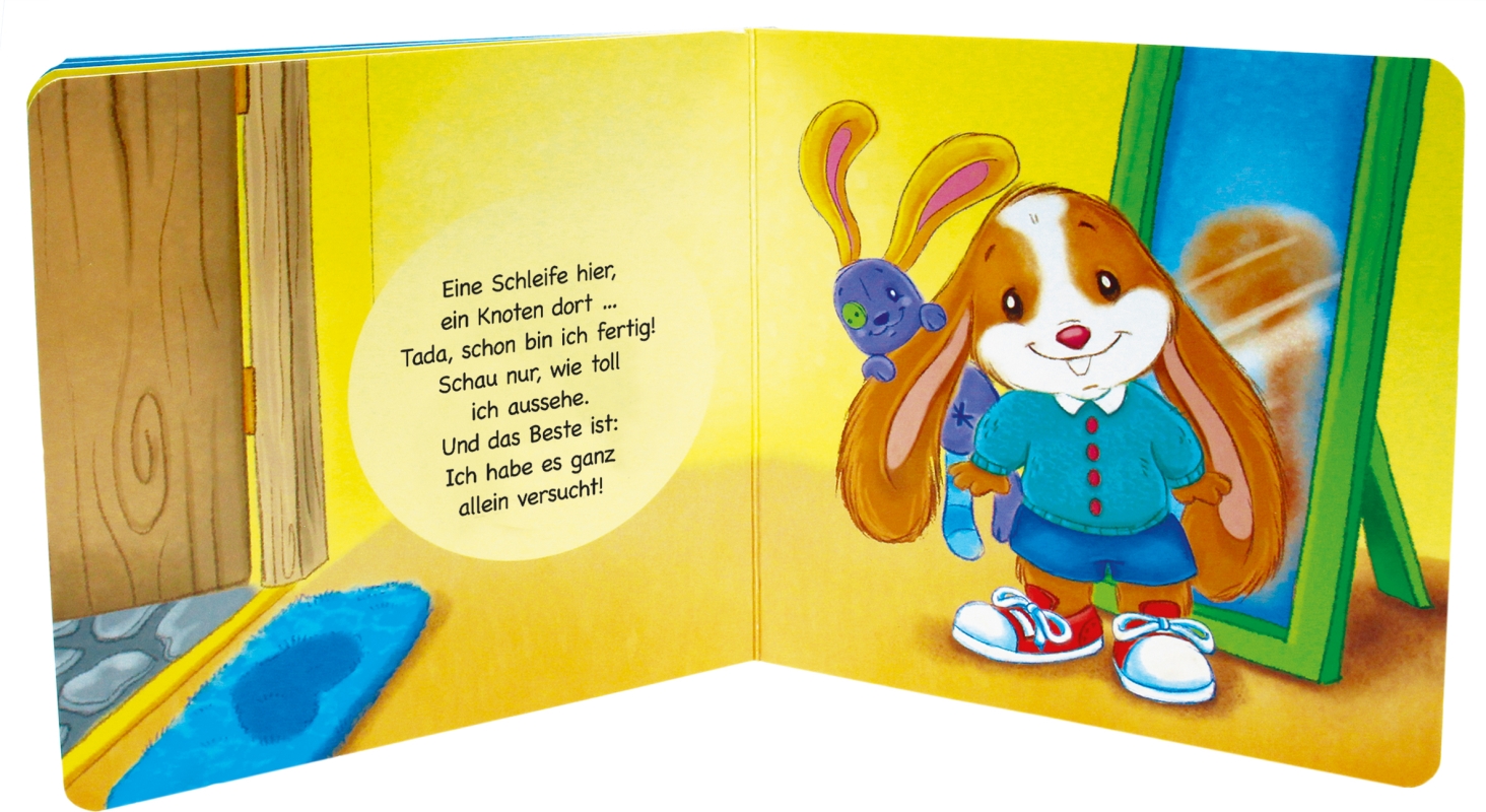 Beispielinhalt (Bild) Bilderbuch "Ich ziehe mich alleine an!"